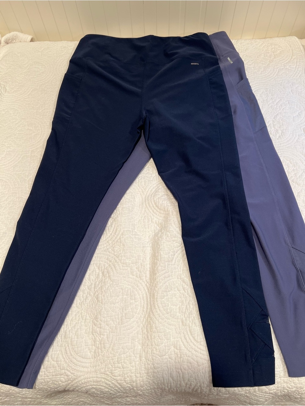 2 Pair NWOT Mondetta Mesh Performance Leggings | Periwinkle & Navy | XL Pockets - Picture 11 of 12